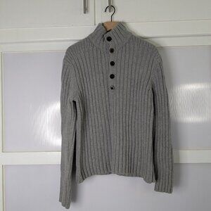 Banana Republic Lambswool Cashmere Gray Grey Ribbed Sweater Mens Size Large